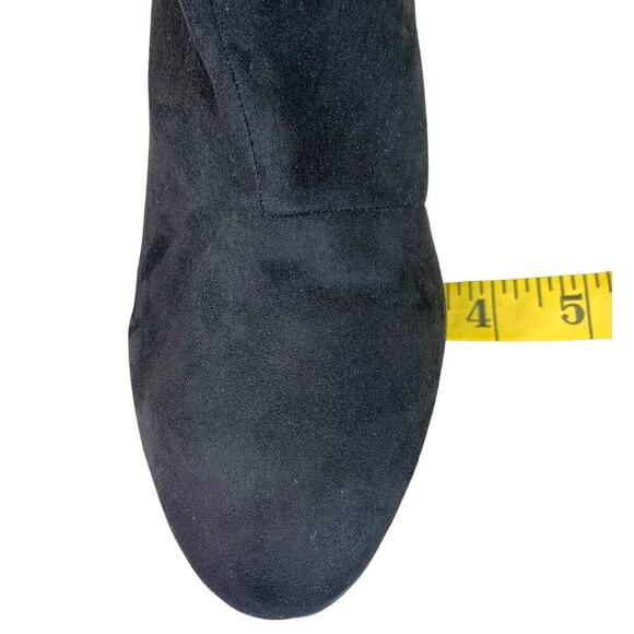 Qupid Vegan Suede Ankle Booties Back Zipper Block High Heel Women Size 9 Black - Picture 11 of 12